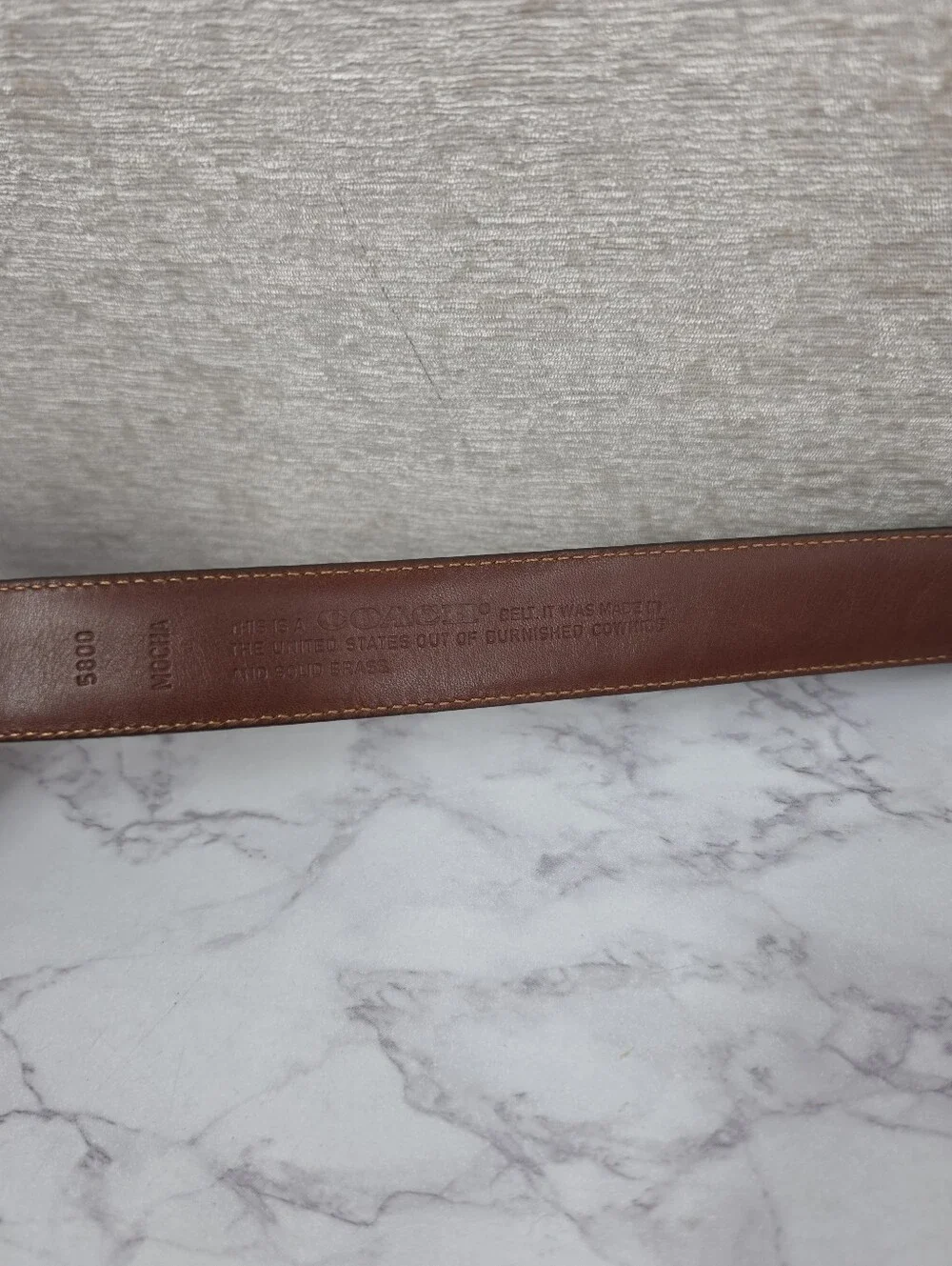 Coach USA Vintage Mocha Leather Belt Size 38 Brass Buckle